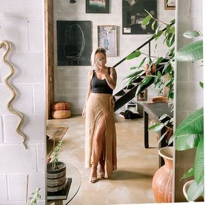 Zara tan knit wrap maxi skirt